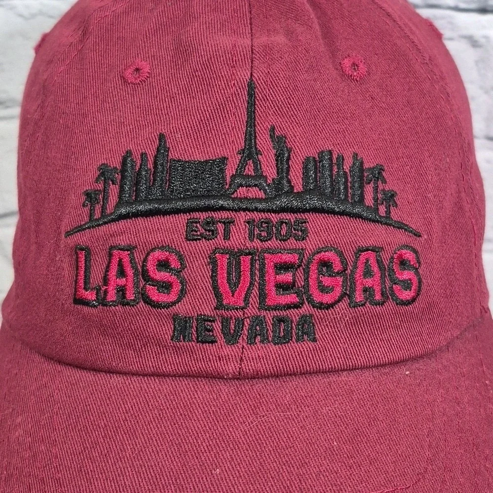Las Vegas Nevada Hat Mens Maroon Embroidered Skyline‎ Strapback Ball Cap